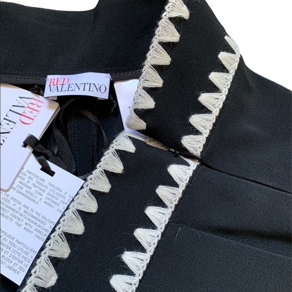 🔥🔥 Red Valentino black wide leg cropped trousers size 8-10 US /46 Italian 🔥🔥 - Picture 7 of 10
